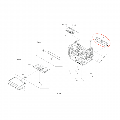 KYOCERA Блок подачи бумаги в сборе 302M294050 PARTS FRAME FEED BOTTOM ASSY SP 302M294051