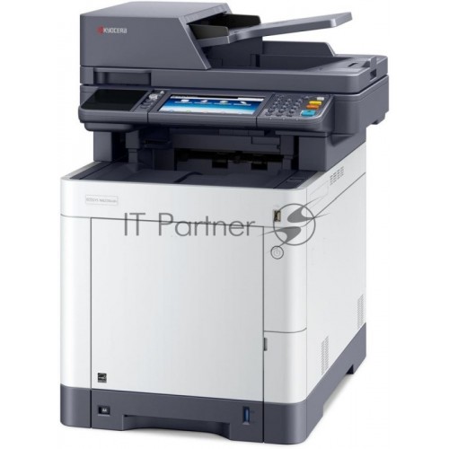 МФУ Kyocera Ecosys M6230cidn, принтер / сканер / копир A4, 30 стр / мин, 1200x1200 dpi, 1024 Мб, ADF100, дуплекс, подача: 350 лист., вывод: 250 лист., Post Script, Ethernet, USB, картридер, ЖК сенсорный экран, Kensington Lock, EnergyStar v3.0 (Старт.к-жи: черный 3500 стр, C / M / Y по 2500 стр. Использует к-жи TK-5270 8k black, 6k C / M / Y)