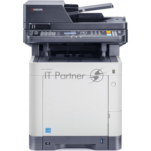 МФУ Kyocera Ecosys M6230cidn, принтер / сканер / копир A4, 30 стр / мин, 1200x1200 dpi, 1024 Мб, ADF100, дуплекс, подача: 350 лист., вывод: 250 лист., Post Script, Ethernet, USB, картридер, ЖК сенсорный экран, Kensington Lock, EnergyStar v3.0 (Старт.к-жи: черный 3500 стр, C / M / Y по 2500 стр. Использует к-жи TK-5270 8k black, 6k C / M / Y)
